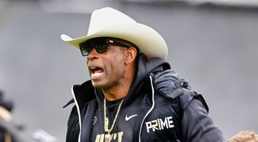 BOULDER, CO - APRIL 22: University of Colorado Buffaloes head coach Deion Sanders before the Black and Gold game at Folsom Field April 22, 2023. (Photo by Andy Cross/MediaNews Group/The Denver Post via Getty Images